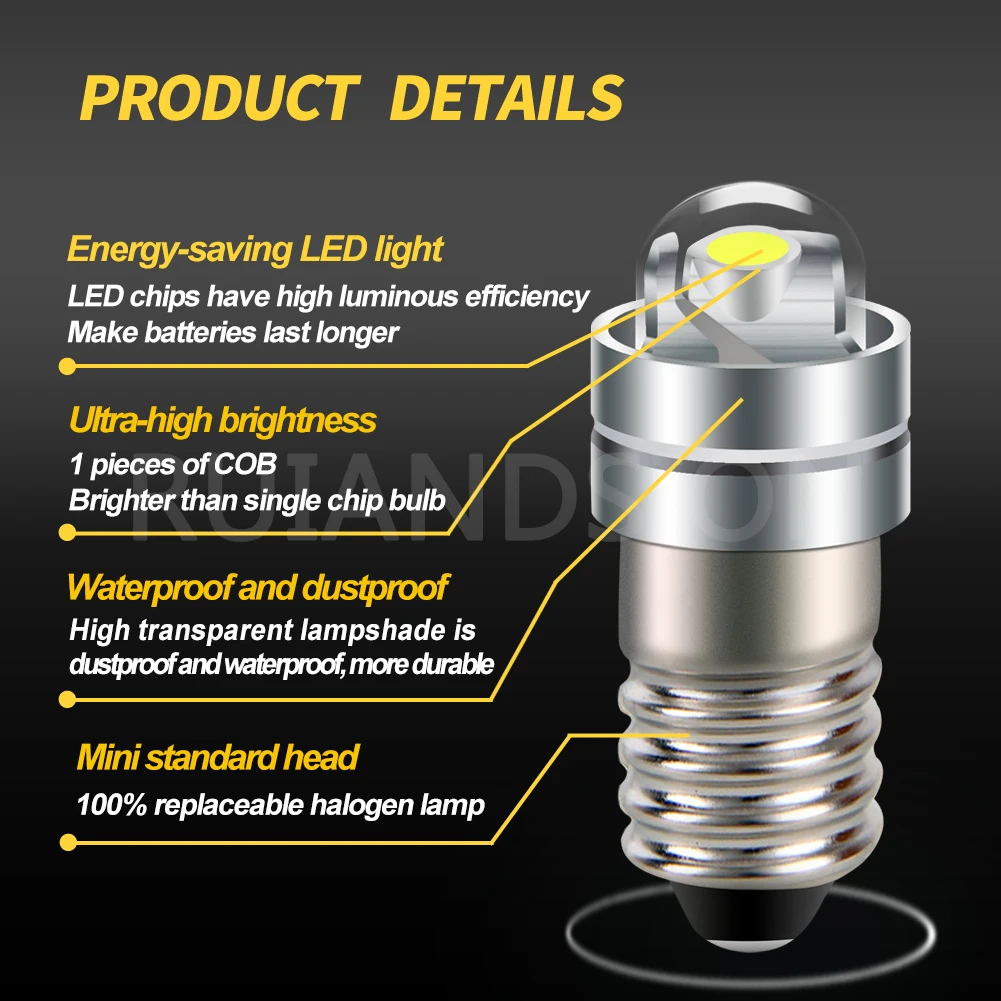 RUIANDSION 50X E5 E5.5 LED Mini bombilla de rosca de tornillo COB 3V 6V 6,3 V 12V blanco 6,5mm luz miniatura para tren de juguete modelo de mesa de arena