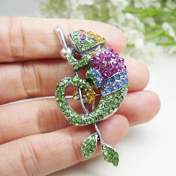 

Уникальная брошь в виде животного-хамелеона, кулон на булавке, разноцветные украшения с кристаллами и стразами для вечеринок