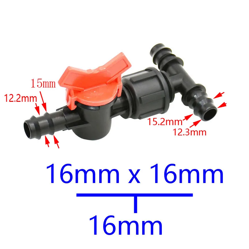 Reductor de conector en T para riego de jardín, divisor de agua con grifo, conector wate 1/2 3/4, 25mm, 20mm a 16mm, 1 unidad