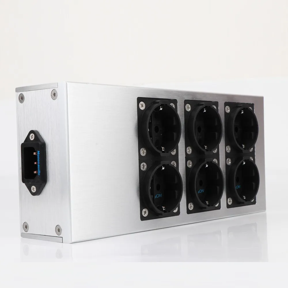 OM60  HiFi Power Filter Plant Schuko Socket 6Ways AC Power Conditioner Audiophile Power Purifier with EU Outlets