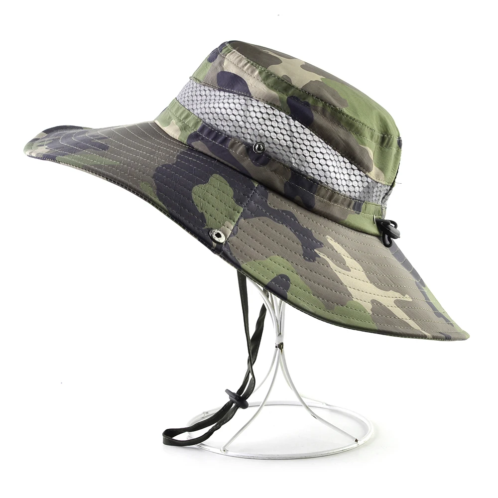 Men's Bob Bucket Cap Summer Breathable Wide Brim Sun Hat Outdoor Hiking Hanting  Camouflage Hat Fishmen Sun Protection Sunhat