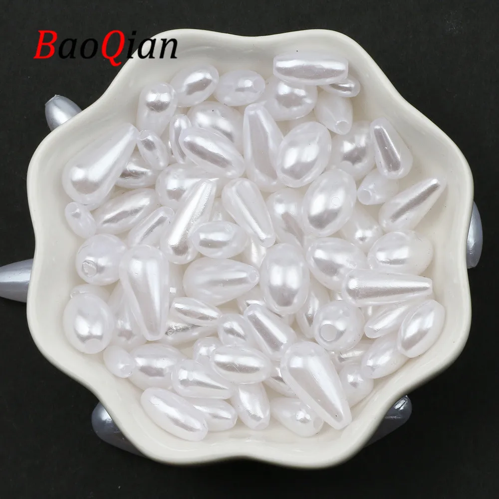 White Drop Shape Oval Imitation Pearls For Jewelry Making Diy Charm Necklace Bracelet Loose Spacer Beads Accessories