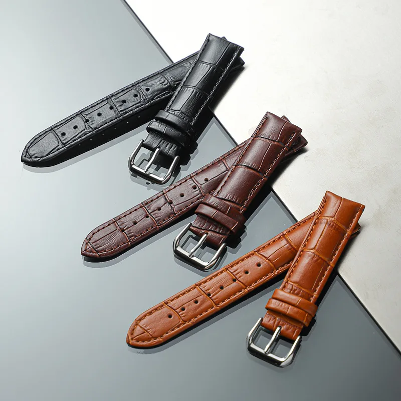 Embossed Design Genuine Leather Watch Strap 14mm 16mm 18mm 20mm 22mm Watchband Business Straps Bracelets Watch Accessories