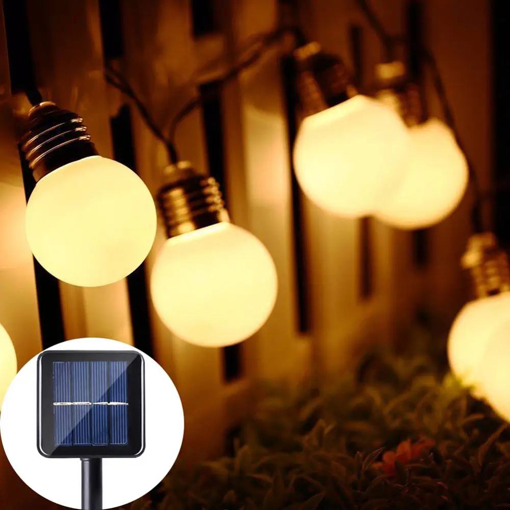 Solar Globe Bulb String Lights 10LED 20LED Solar LED String Lights G50 Globe Bulbs Light Waterproof Outdoor Solar Garden Lights