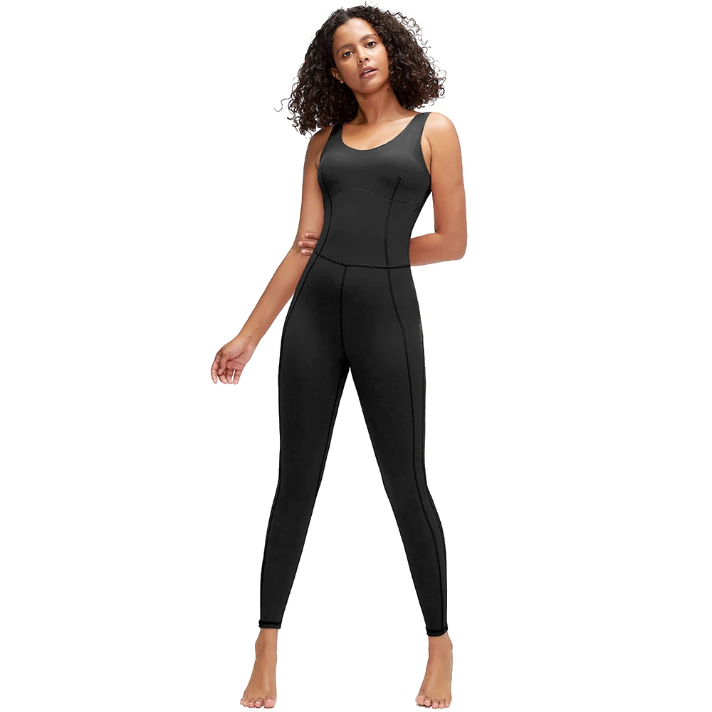 LUKITAS Yoga Jumpsuit Women One Piece Fitness Sports Yoga Running Nylon Gym Training Dancing Sleeveless Stretch Sports Wear S-XL