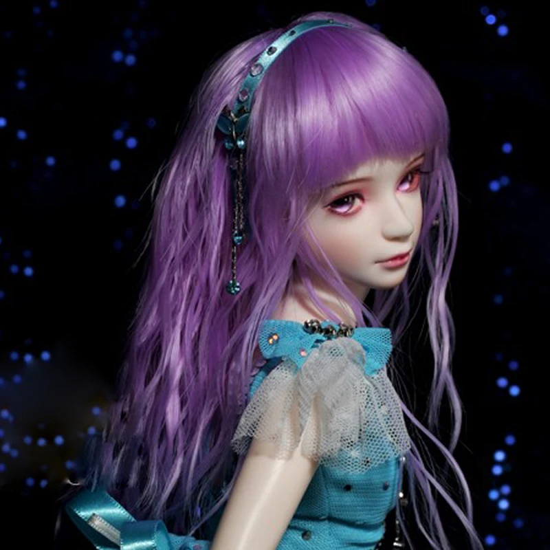 

1/3 1/4 1/6 1/8 Bjd Wig High Temperature Purple Wavy Wire Bjd Wig SD For BJD Doll Hair Wig