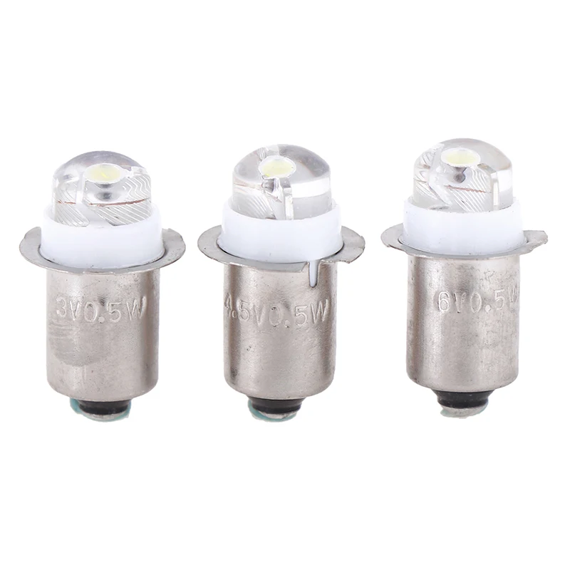 Bombilla LED P13.5S de 0,5 W, luz de trabajo, linterna de repuesto, lámpara de luz de trabajo, CC de 3V, 4,5 V, 6V, 13mm x 23mm