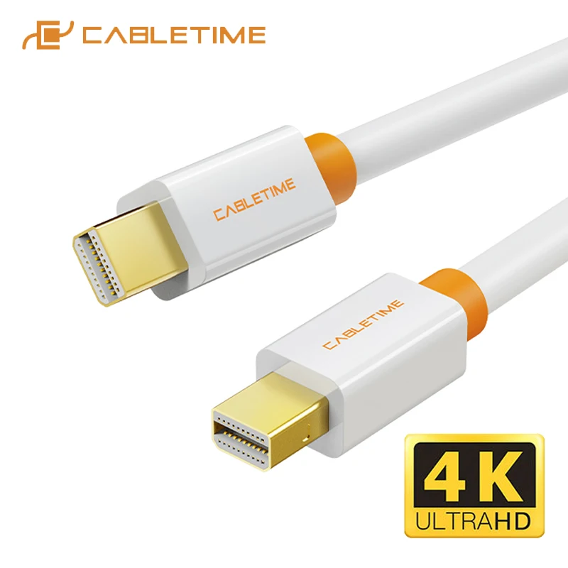CABLETIME Mini DisplayPort to Mini DP Cable Mini Display Port Adaptor White for Macbook/Mac Lenovo Dell 4K Display C051