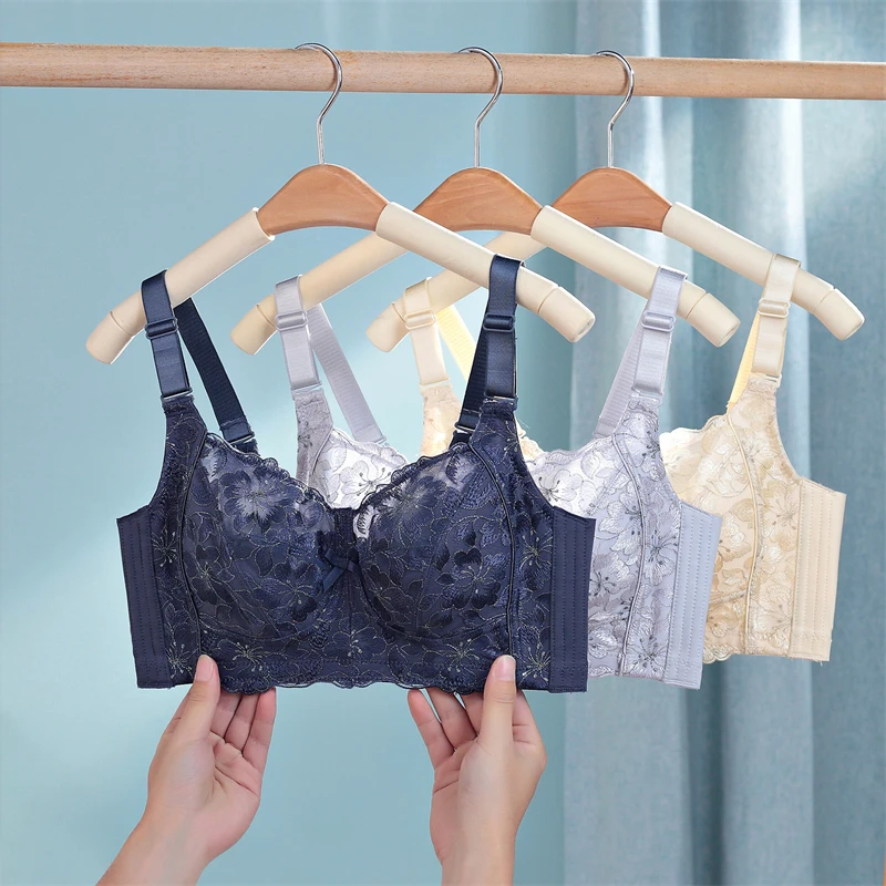 Women\'s Full Coverage Wire Free Lace Bra 34 36 38 40 42 B C D E F