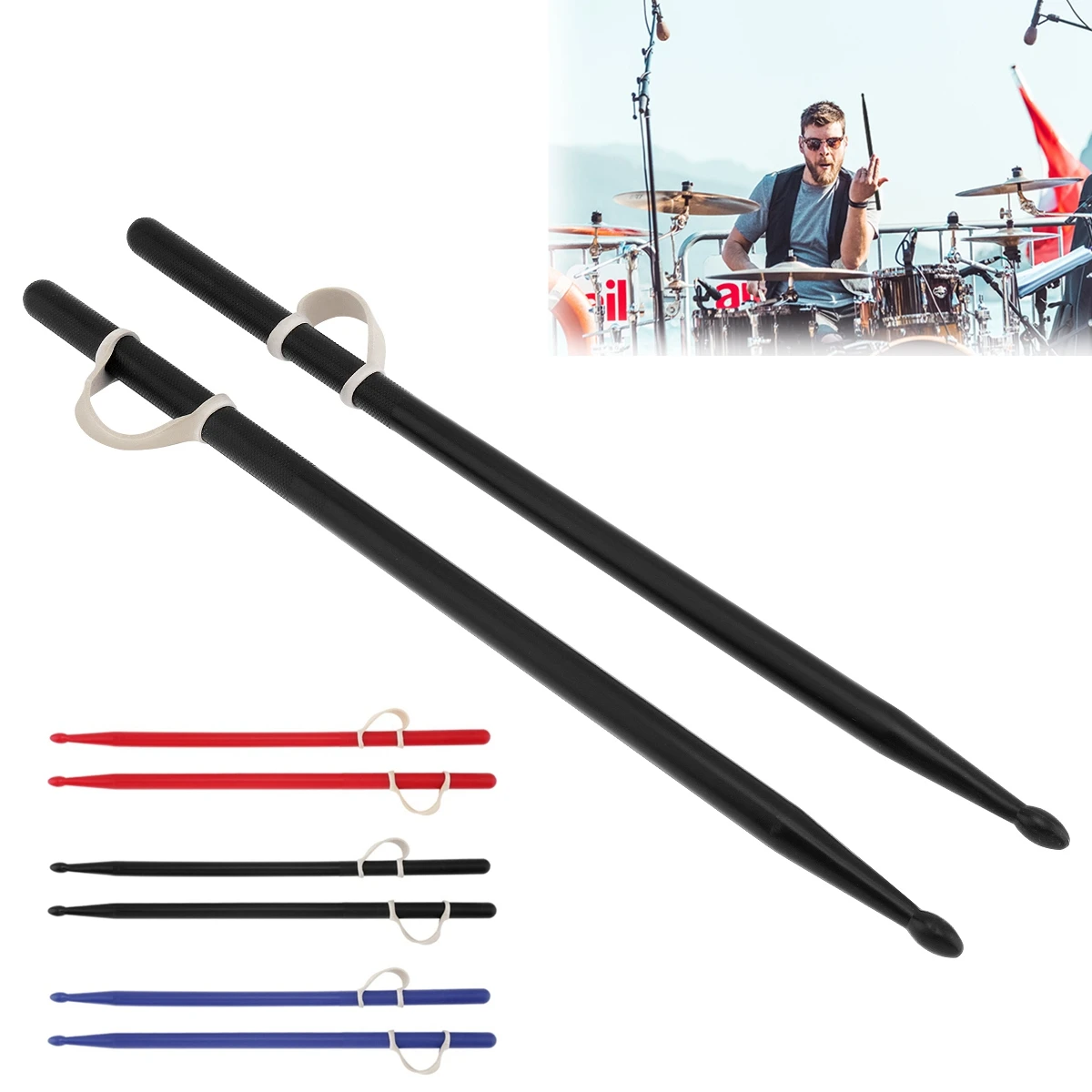 1 Pair Fancy Freestyle 5A High strength Nylon Drumsticks Anti Fall Off Professional Drum Sticks Jazz Drum Practice Play