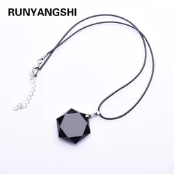 Obsidian Hexagram Necklaces for Women Nature Energy Stone Pendants Obsidian Star of David Pendant Lucky Love Crystal Men Jewelry