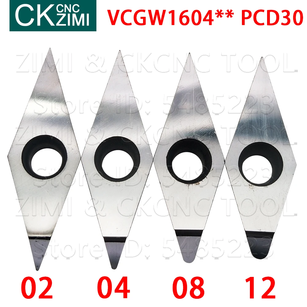 VCGW160402 VCGW160404 VCGW160408 VCGW160412 PCD30 diamond Insert CNC External turning tool holder lathe VCGW for copper aluminum