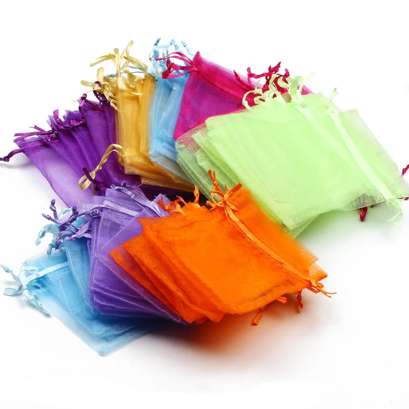 50PCS/Lot Drawstring Organza Bag Tulle Bag Wedding Candy Bag Jewelry Packaging Bag Display Bag Gift Bag Various Sizes And Colors