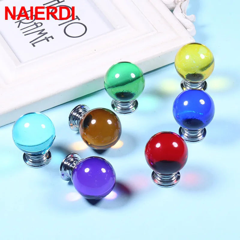 NAIERDI 30mm Crystal Ball Furniture Knob Kitchen Cupboard Door Pulls Drawer Knobs Cabinet Handles Wardrobe Door Handles Hardware