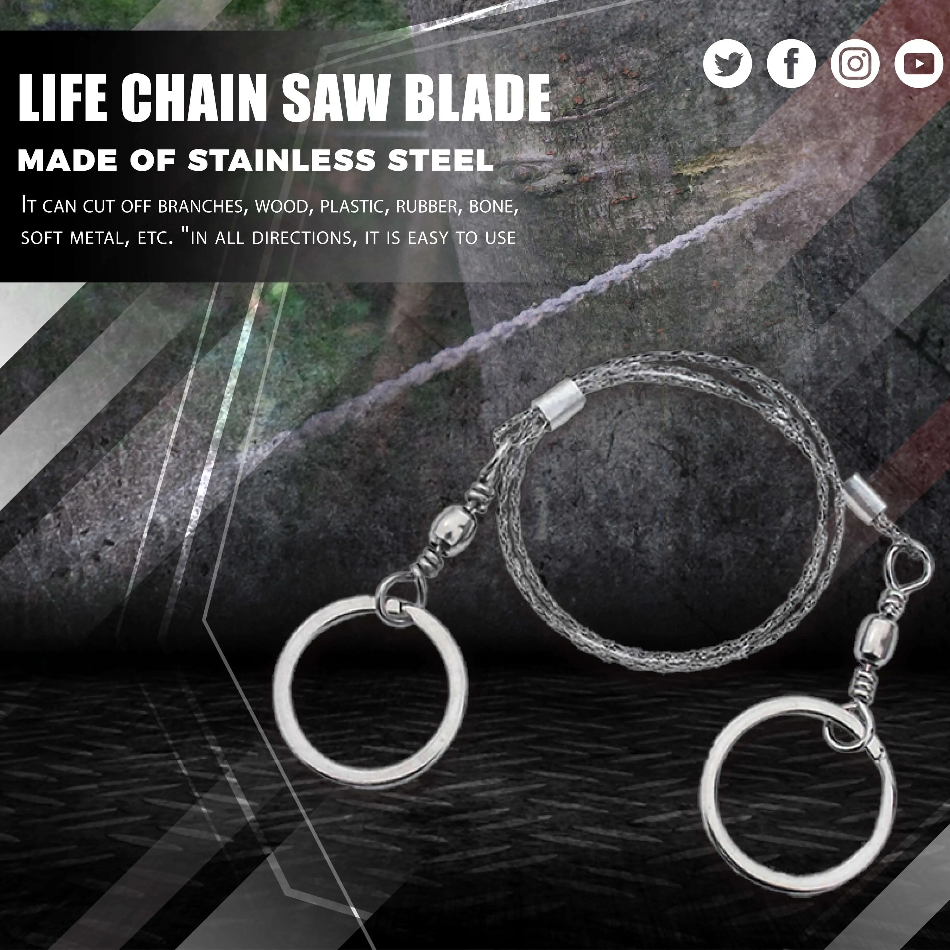 Life Chain Saw Blade Stainless Steel Wire Saw Index Finger Saw Hand Chains Toosl Fretsaw Kit outdoor Mountain Climb Cut Hunt Fis