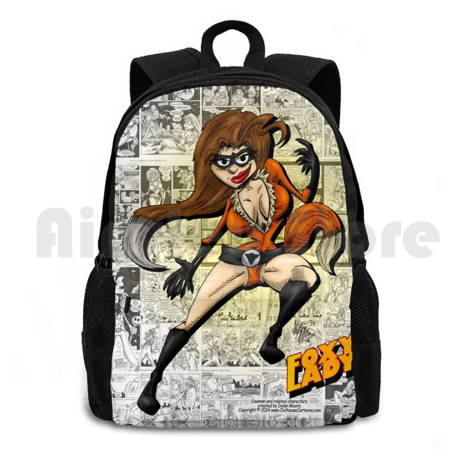 

Foxy Lady Outdoor Hiking Backpack Waterproof Camping Travel Comic Webcomic Cowman Foxy Lady Superhero Parody Comedy Funny