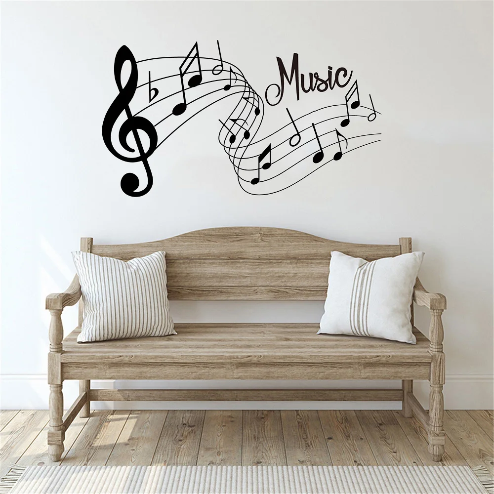 Moda melodia adesivos de parede música músicas som notas quarto decalque da parede casa decoração do escritório removível música adesivo