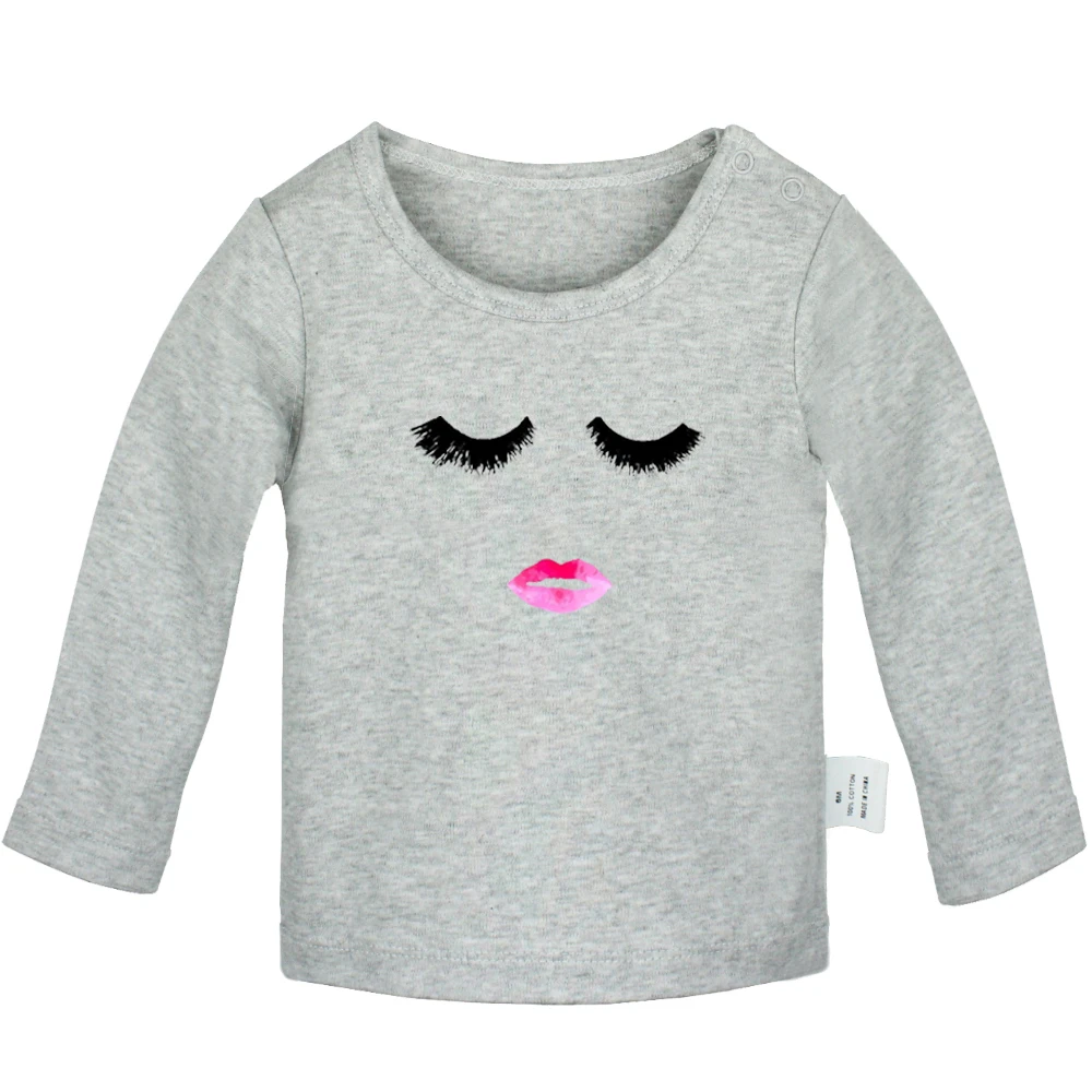 

Easy And Cute Eyelash Good Day Fashion Girl Design Newborn Baby T-shirts Toddler Graphic Solid Color Long Sleeve Tee Tops