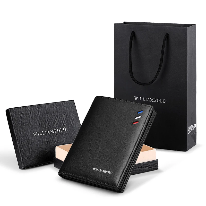 WILIAMPOLO Men Wallets short Luxury Leather Man Wallet mini Male Purse Leather Purse credit card Luxury package PL181368