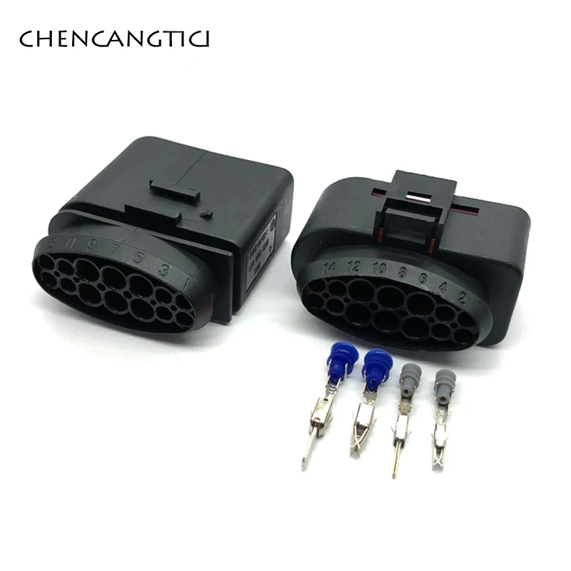 Conector de faro de xenón sellado de 14 pines para coche, enchufe de 1,5 MM y 3,5 MM para BMW VW 1J0973737 1J0973837