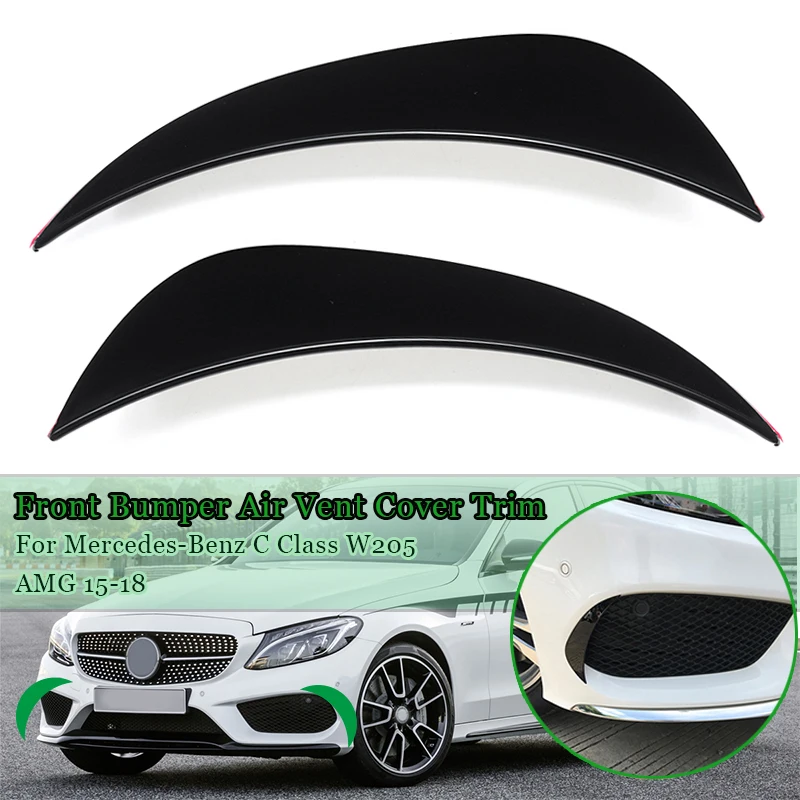 1 Pair Car Front Bumper Splitter Canard Air Vent Cover Trim For Mercedes-Benz C Class W205 for AMG 2015-2018 Car styling