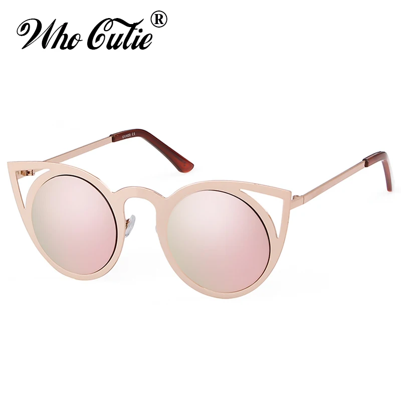 WHO CUTIE 2024 occhiali da sole rotondi Cat Eye donna Designer di marca Retro Vintage Pink Mirror CATEYE occhiali da sole occhiali da sole femminili