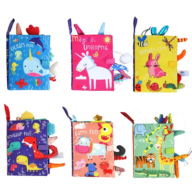 0-36M Baby Early Learning Toy Tail Cloth Book Parent-child Interactive Sound Paper Puzzle Cloth Book Rattle