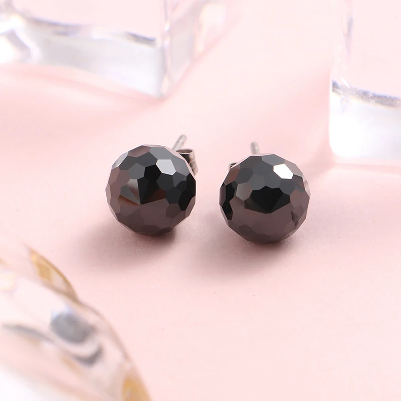 Cut Surface Ceramic Jewelry Set 3mm Black White Ceramic Ring Ball Stud Earrings For Women Never Fade & Scratch Forever Love Gift