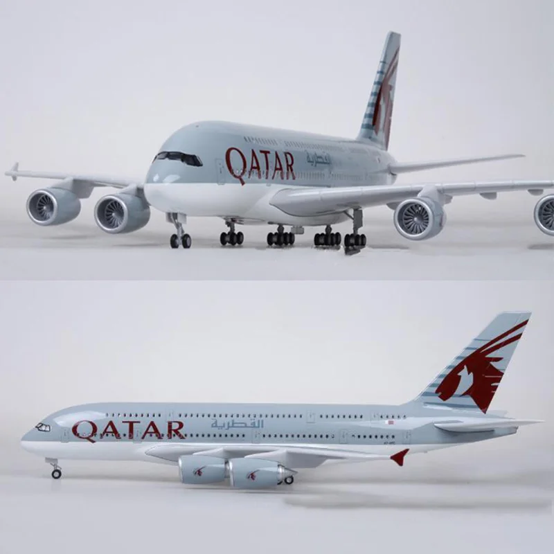 1/160 50CM Airplane  A380 QATAR Airline Model with Light Diecast Plane Collection Airliner Gift Boys Kid Toys Display Show