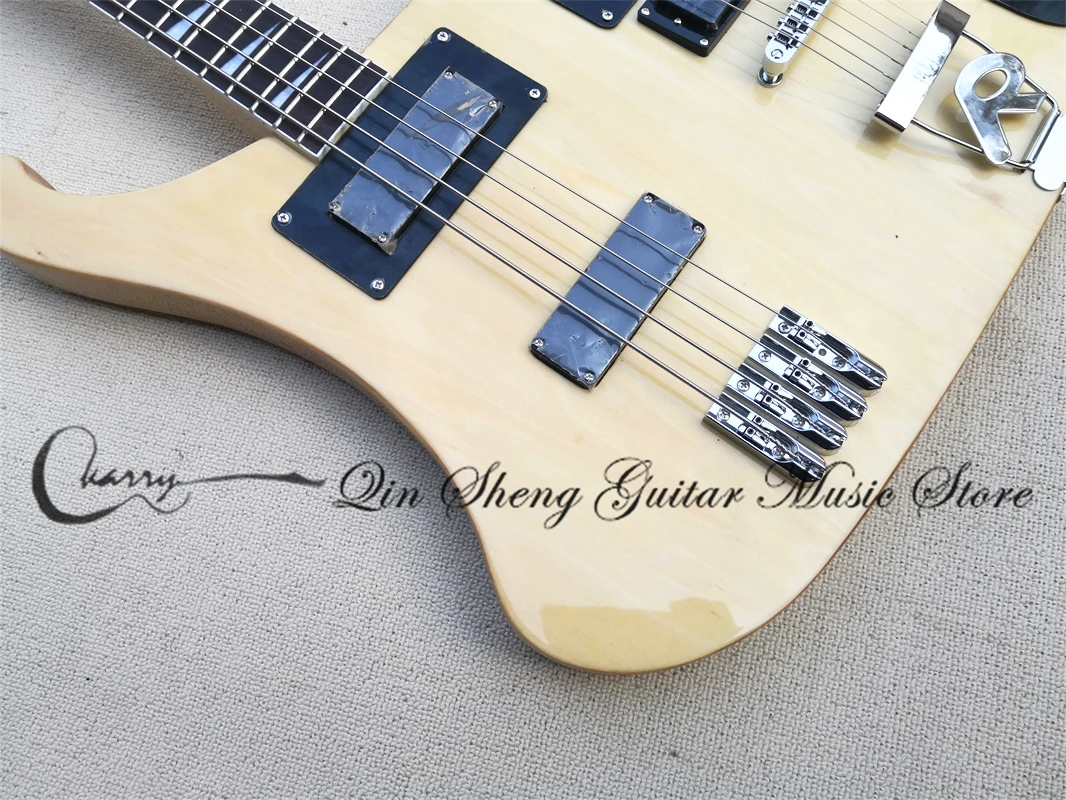 Pre-customized  doubleneck 6 strings guitar 4 strings bass,basswood body，fixed bridge,HH pickups,maple neck