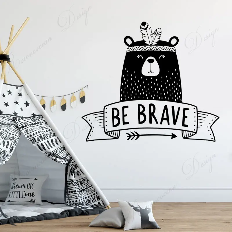 

Мишка племени лесной животное отважный виниловый настенный стикер домашний декор для детской комнаты украшение для детской комнаты наклей...