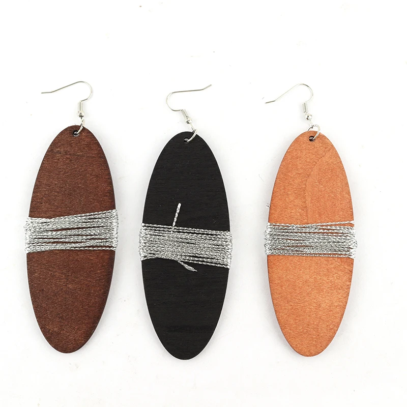 Handmade Thread Wooden Earrings can mixed 2 colors