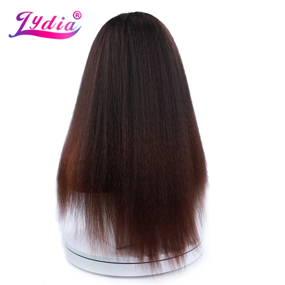 Lydia Afro Kinky Straight U-Teil, gemischte Farben, braune Käfer-Rothaar-Perücke, hitzebeständige synthetische 20-Zoll-Tagesperücken für Frauen, flauschig – Detail 13