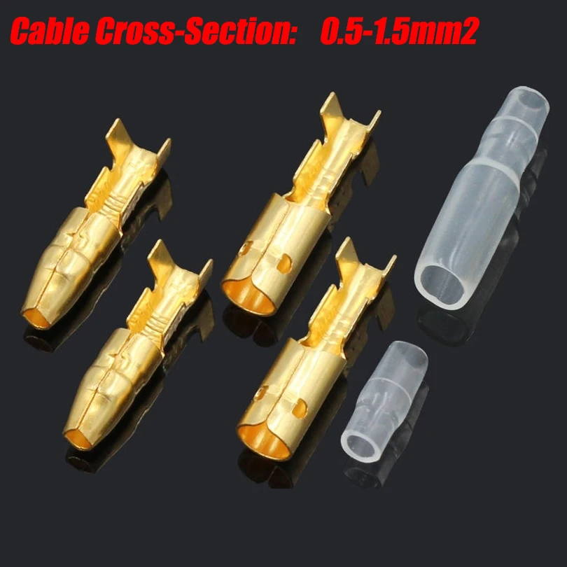 50/100 Sets 4,0 mm Buchsen- und Steckerkabelverbinder aus Goldmessing mit Isolierhülsen für Autos – Detail 2