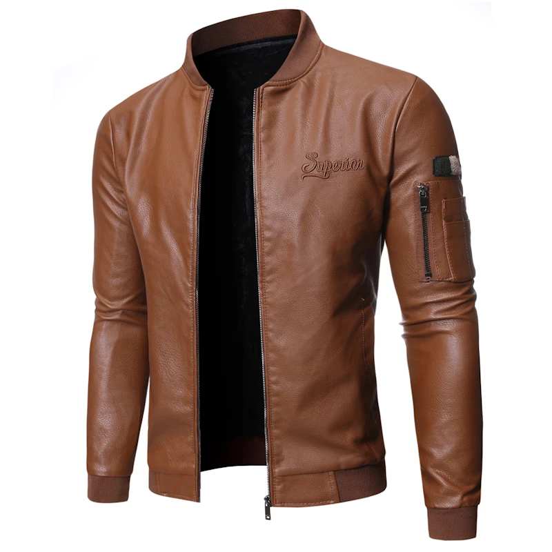 

Leather Jacket Men Autumn Winter Pop Men's Wear Coat Stand Collar Versatile Personality Men Wash Leather Clothing