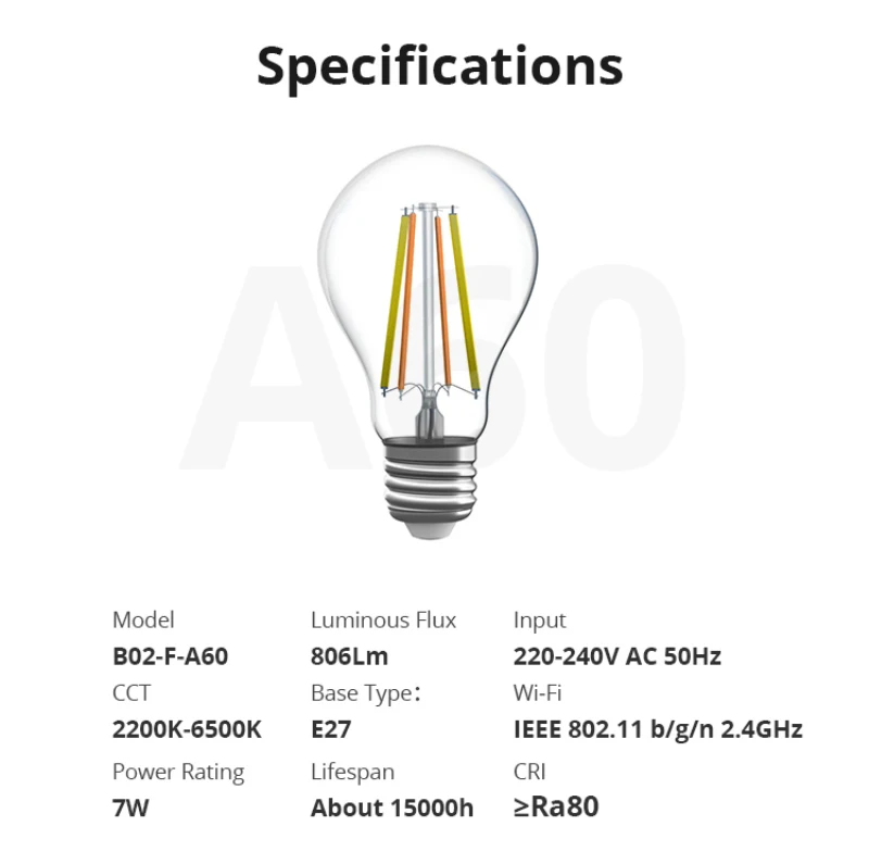 SONOFF B02-F-ST64/A60 Smart Wi-Fi LED lampadina a filamento risparmio energetico luce dimmerabile telecomando vocale tramite Alexa Google Home