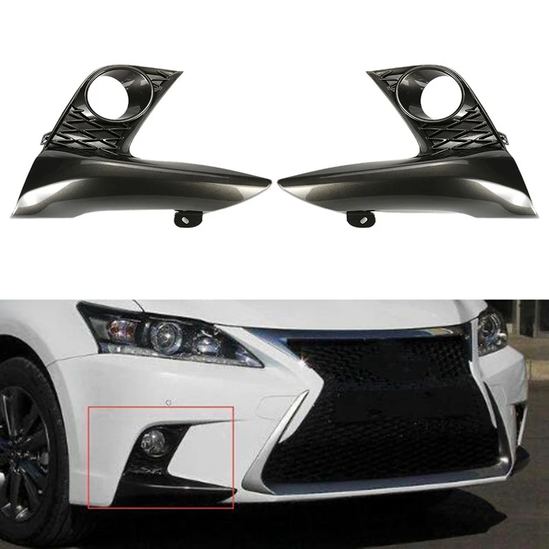 1Pair Car Front Fog Lamp Cover Bezels Fog Light Frame Cover Bumper Fog Light Cover for Lexus CT200H F-Sport 2014-2017