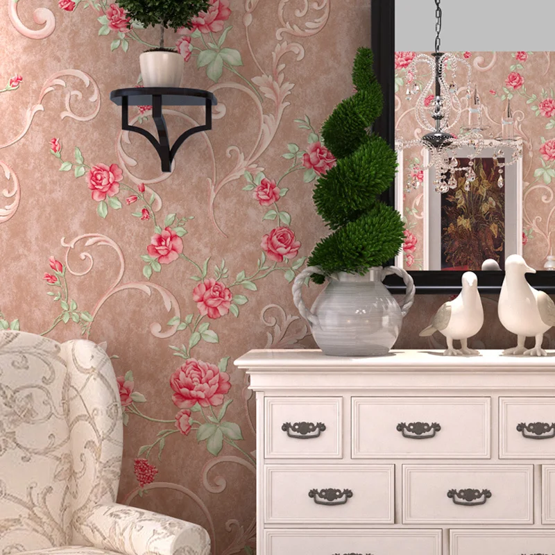 

Vine Rustic Flower 3d Wall Paper Embossed Non-woven Flower Wall Paper Roll Living Room Wallcovering Wallpaper Floral Papel Pin