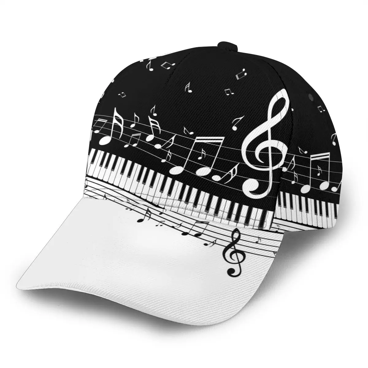 Abstract Piano Keys With Musical Notes Outdoor Sport Caps Baseball Hat Men Women Visor Cap Baseball Cap Street Hip Hop Caps