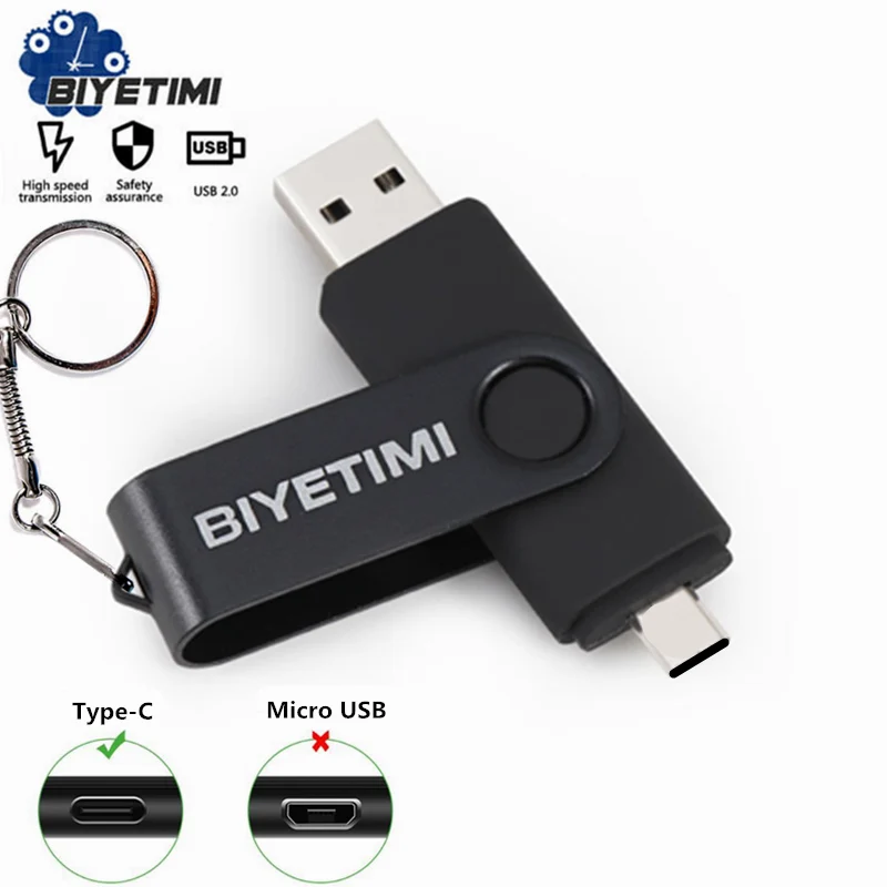 

Флешка Biyetimi USB stick 128 ГБ Type-C 3,0, флэш-накопитель 64 ГБ, флешка 128 ГБ, флэш-накопитель с реальной емкостью для телефонов и ПК