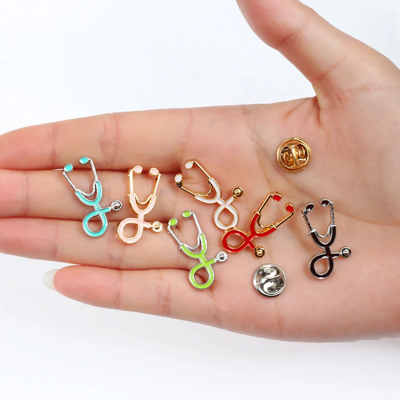 Colored Medical Brooch Badge Pin Stethoscope Nurse Doctor Coat bag  Jewelry Gift Collect pin button Worker women man Accessories