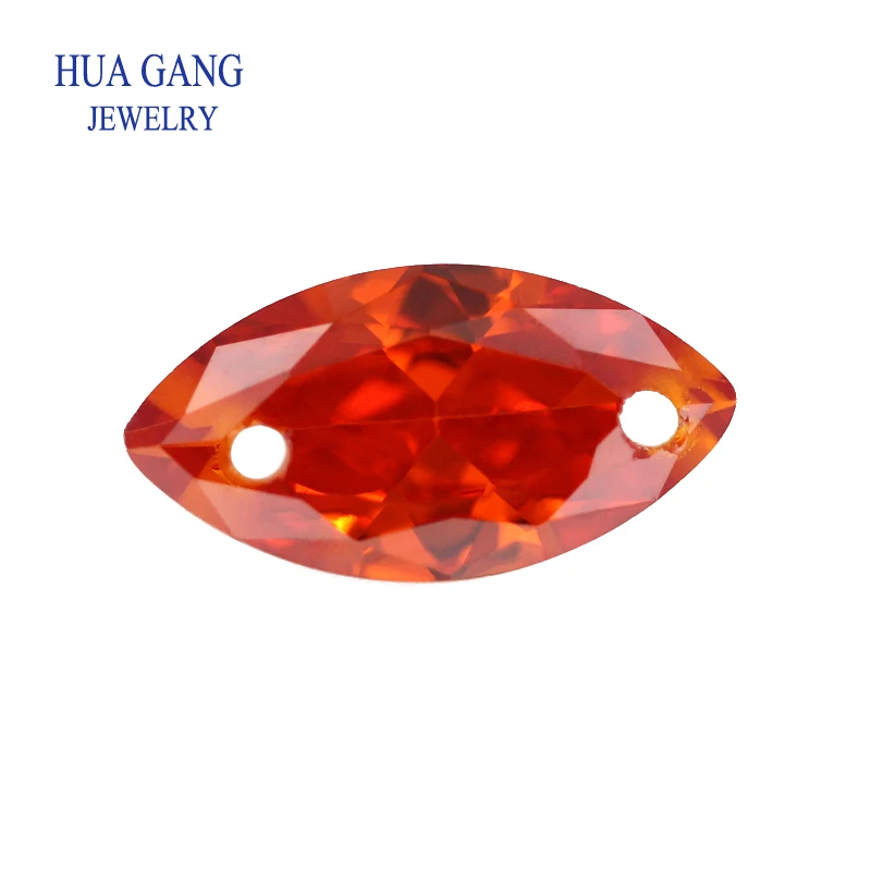 

Loose CZ Stone Double Holes AAAAA Marquise Shape Orange Cubic Zirconia Stone For Jewerly Making Size 4X8-10x20mm High Quality