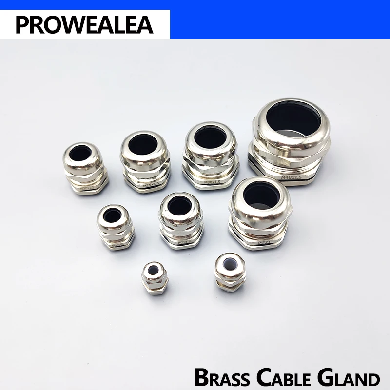 PG7 Metal Brass Cable Gland IP68 Waterproof Silicone Rubber Insert Type Fine Copper Joint Connector Wire Glands