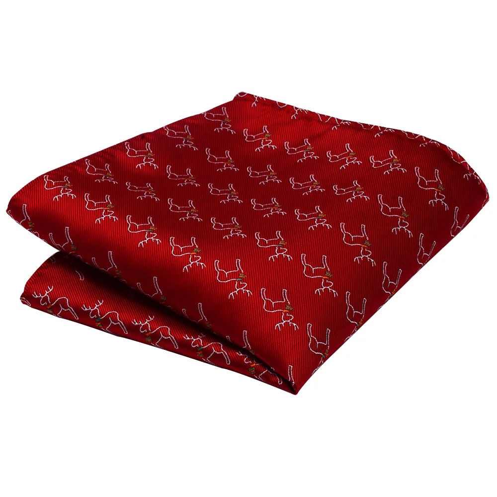 Ricnais Design Silk Christmas Handkerchief Red Bule Christmas Tree Snowmen Jucquard Pocket Square Customer Accessory Hanky