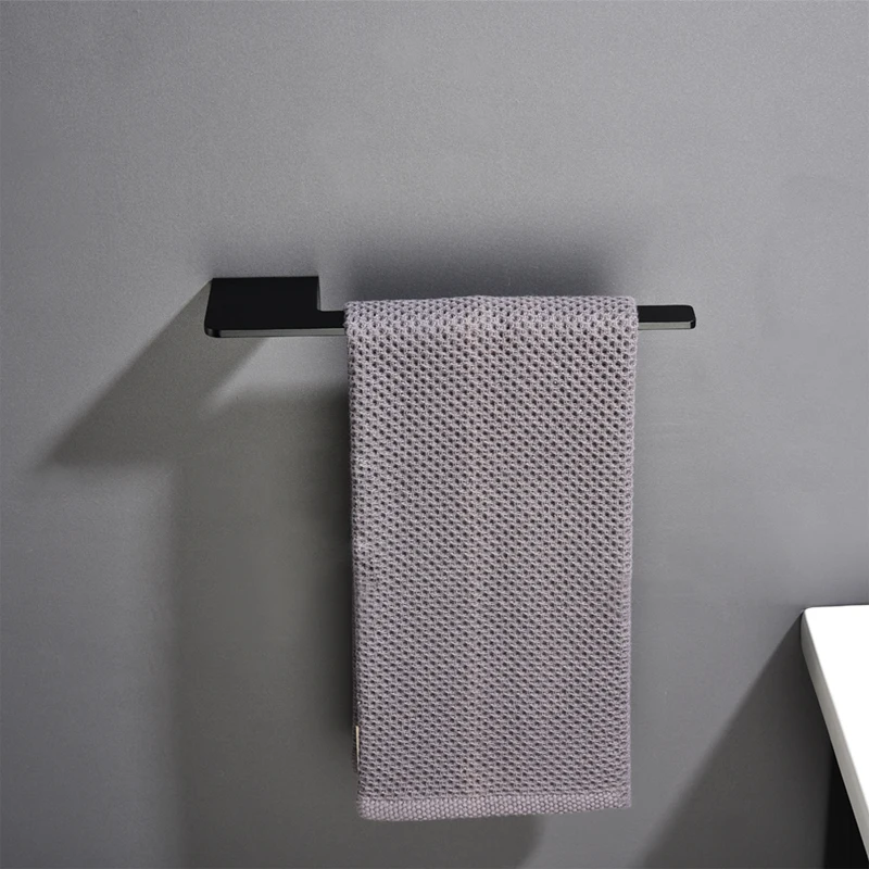 Aluminum Towel Holder Black Towel Bar Wall Mounted Towel Ring Bathroom Accessories Towel Rack For Kitchen Hardward