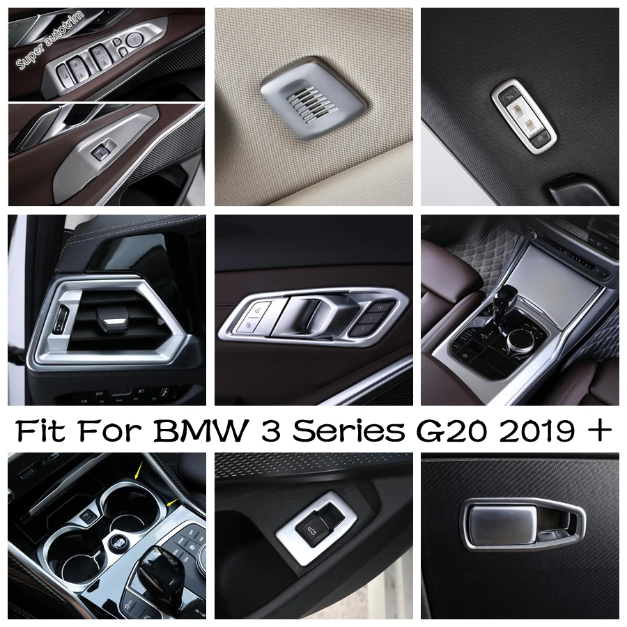 

Matte Accessories For BMW 3 Series G20 2019 - 2024 Glass / AC / Headlamp / Cup / Rear Trunk Switch / Instrument Gauge Cover Trim