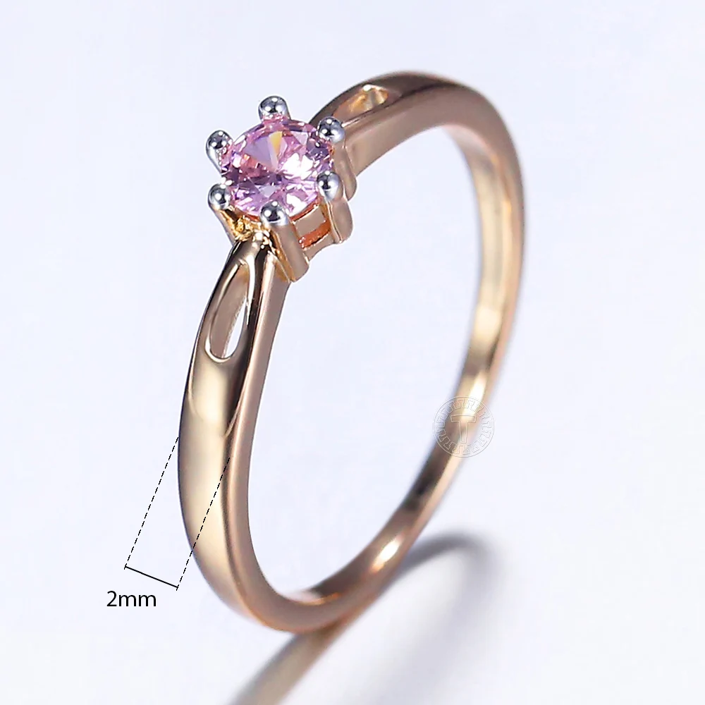 2/3/4/6/9/10mm Band Ring for Women Girls 585 Rose Color White Rhombus Cubic Zircon Wedding Engagement Jewelry Gifts LGR69