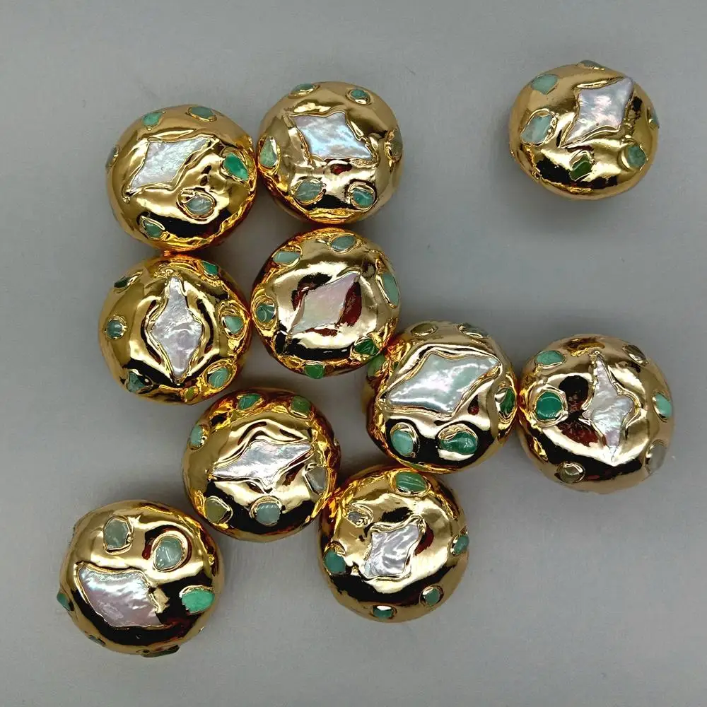 

10 Pcs Pearl Green Chrysoprase Coin Shape Beads