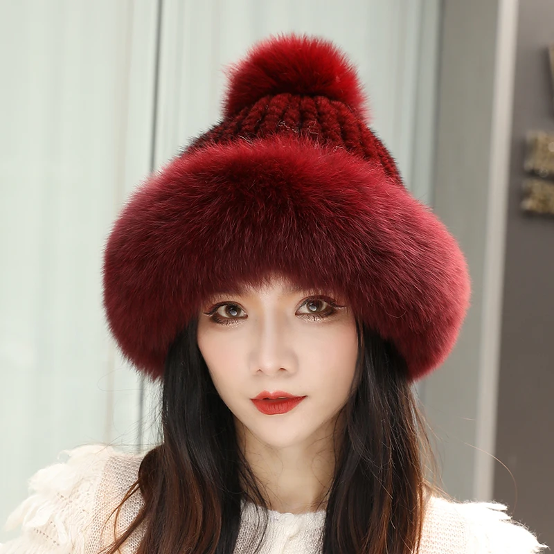 Women Genuine Real Mink Fur Hats Girls Lady Winter Warm Fedoras Caps Good Quality Women Party Fashion Hat H35