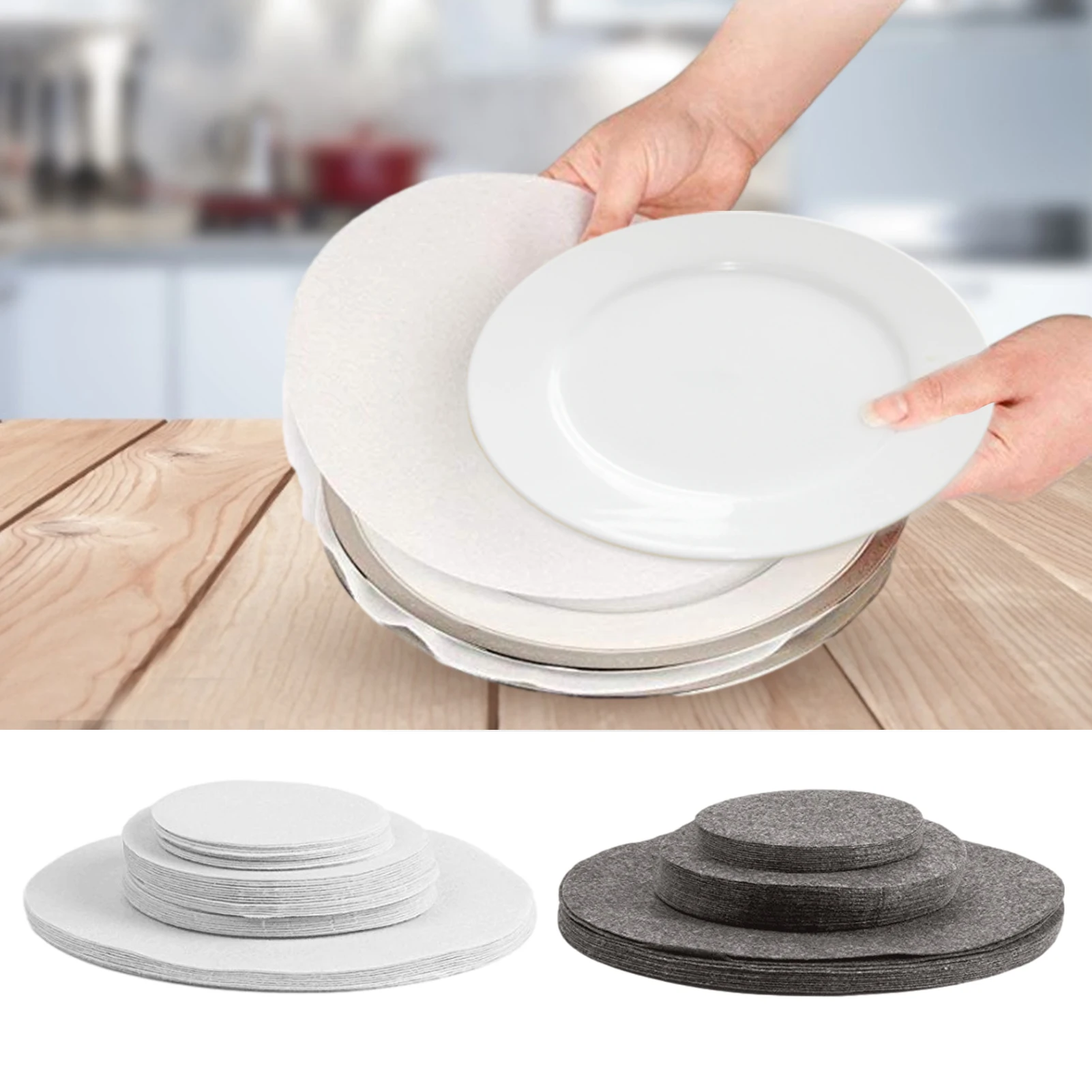 48PCS/Set Soft Felt Plate Dividers 3 Sizes Pan Separator Pads Cookware Bakeware Pot Stacking Protectors Dish Scratch Protectors